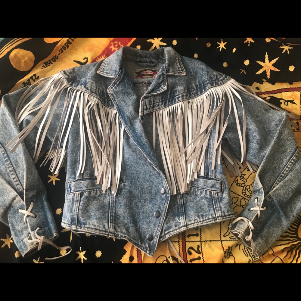 RARE vintage fringe jean jacket